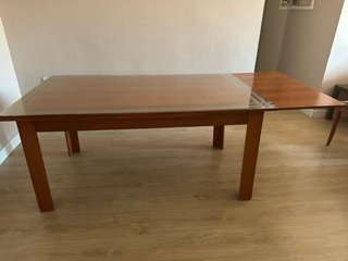 Mesa comedor y 6 sillas madera y cristal