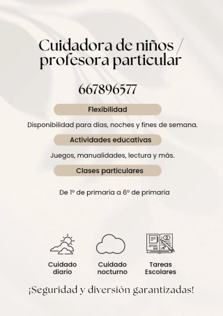 Cuidadora de niños o profesora particular