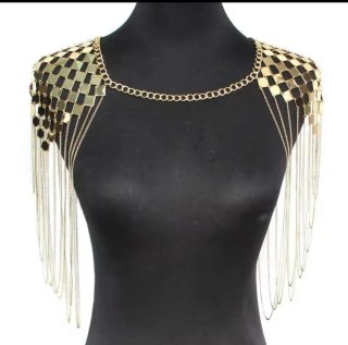 Collar Hombro Borlas Metálicas Dorado