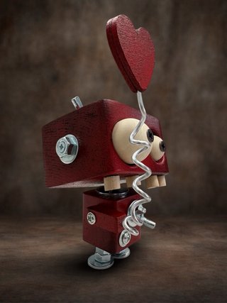 Robot Steampunk Legno Metallo Artigianale