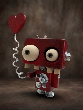 Robot Steampunk Legno Metallo Artigianale