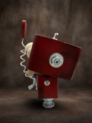 Robot Steampunk Legno Metallo Artigianale
