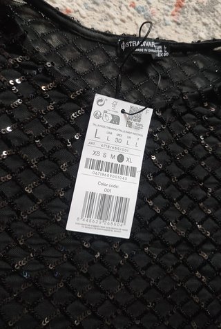 Camiseta Bershka lentejuelas transparente negra L