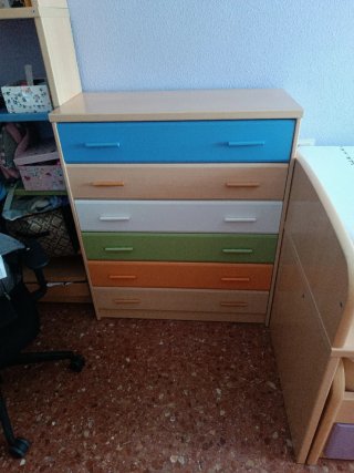 Cajonera de madera multicolor