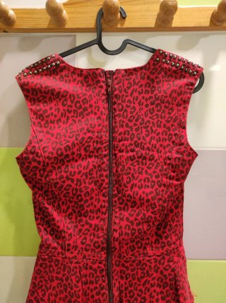 Vestido Pinup Rojo Animal Print Talla S