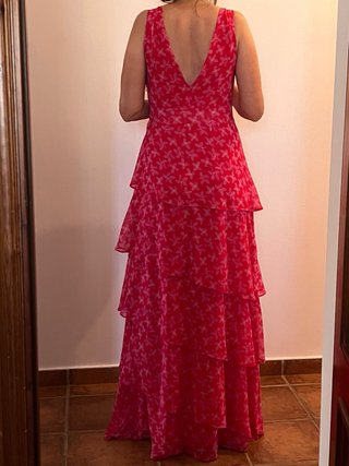 Vestido largo volantes estampado floral