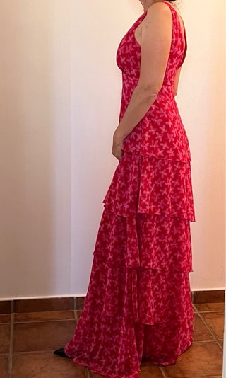Vestido largo volantes estampado floral