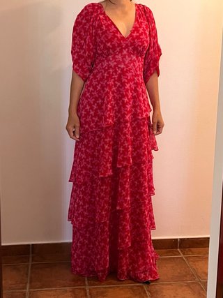 Vestido largo volantes estampado floral