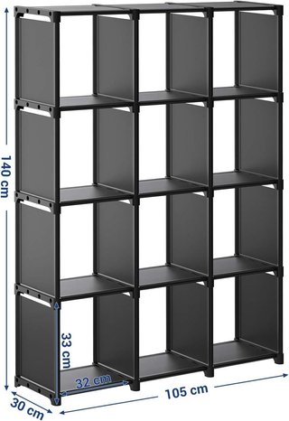SONGMICS Estantería Modular 12 Cubos LSN12BK