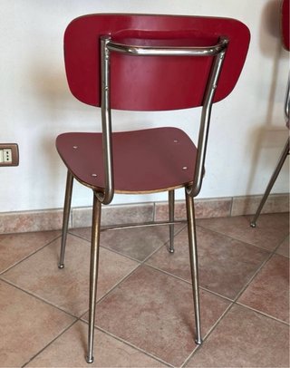 Set 2 sedie vintage rosse metallo e formica