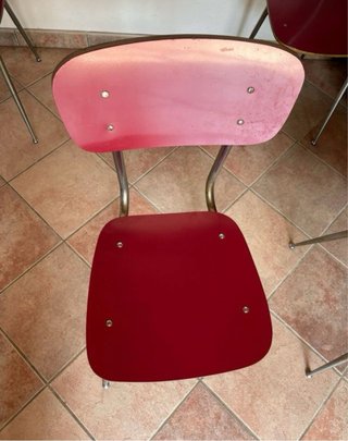 Set 2 sedie vintage rosse metallo e formica