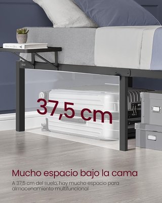 Cama individual metálica VASAGLE RMB091B01 90×190
