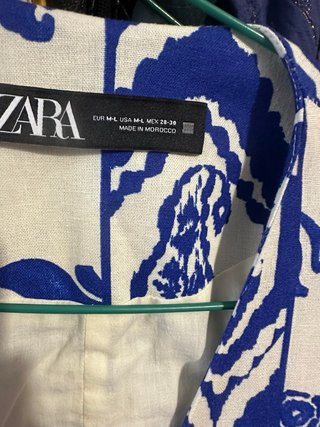 Kimono Zara Estampado Azul y Blanco