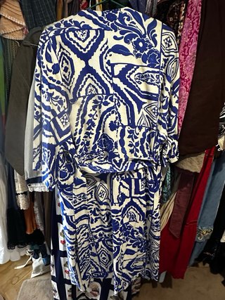 Kimono Zara Estampado Azul y Blanco