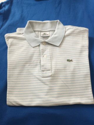 Polo Lacoste Rayas Celestes y Blancas Hombre