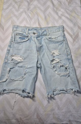 Shorts vaqueros denim azul claro cintura cruza