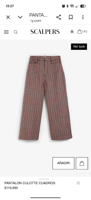 Pantalón culotte cuadros Zara