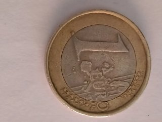 Moneda 1 Euro Portugal 2002 con errores.