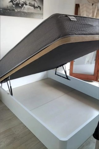 Canapé abatible in legno con 4 angoli arrotondati in legno massello da 3 cm, con apertura frontale e laterale, materassi viscoelastici e molle, 25 cm e 30 cm di spessore, alta qualità