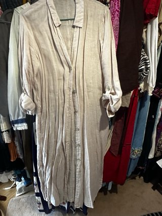Vestido largo lino beige Zara