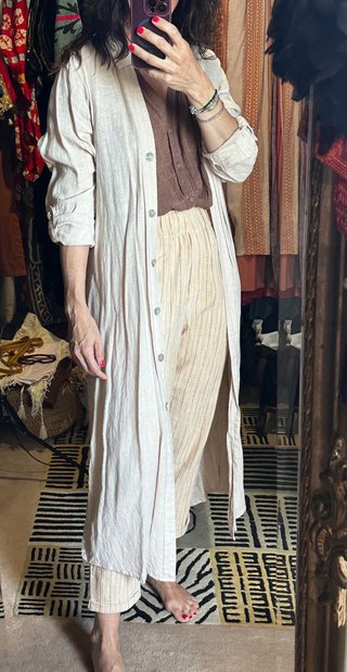 Vestido largo lino beige Zara