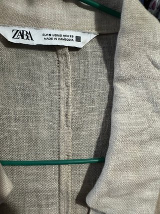 Vestido largo lino beige Zara