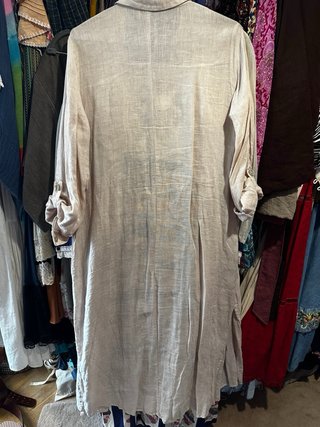 Vestido largo lino beige Zara