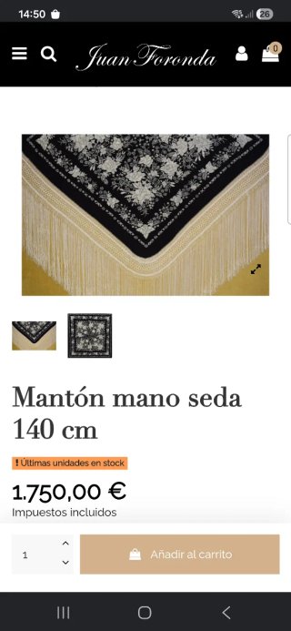Manton Manila bordado Seda Negro y Beige dorado