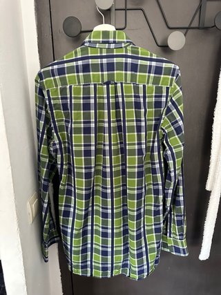 Camisa cuadros manga larga verde y azul