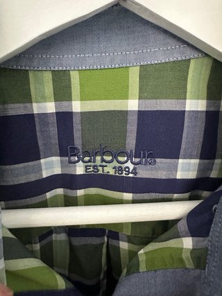 Camisa cuadros manga larga verde y azul