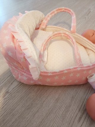 2 Bebés Juguete con Capazo Rosa