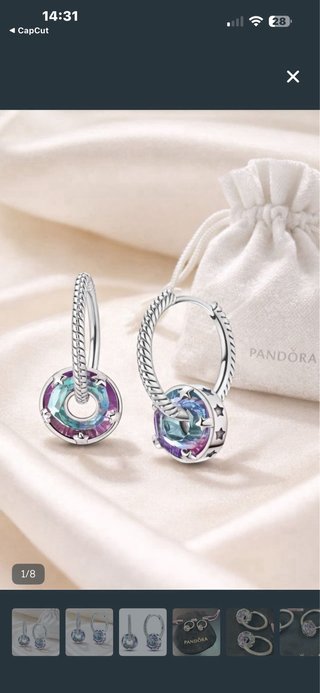 Pandora Anillo Corazón Azul y Pendientes