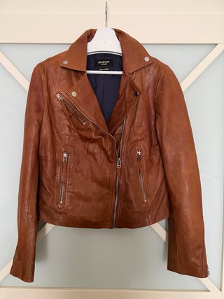 Cazadora Biker Piel Coñac Talla M