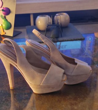 Zapatos Zara Beige Tacón Plataforma