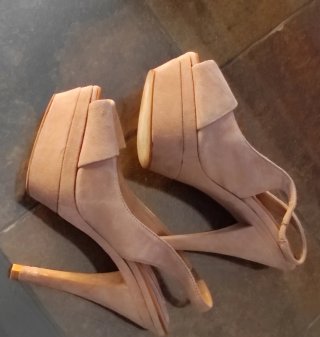 Zapatos Zara Beige Tacón Plataforma