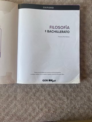 Libro Filosofía 1 Bachillerato Oxford