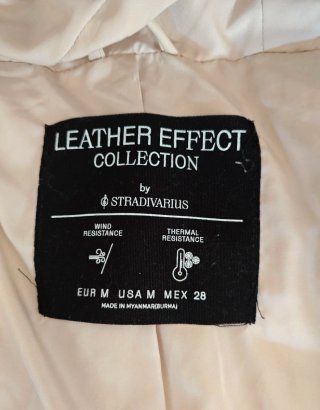 Chaqueta Puffer Stradivarius Efecto Piel Beige Tal