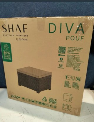 Puff Diva SHAF grafito con cojín 56x56x39 cm