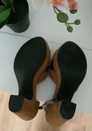 Sandalias tacón Lefties marrones talla 39