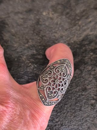 Anillo Vintage Plata y Marcasitas