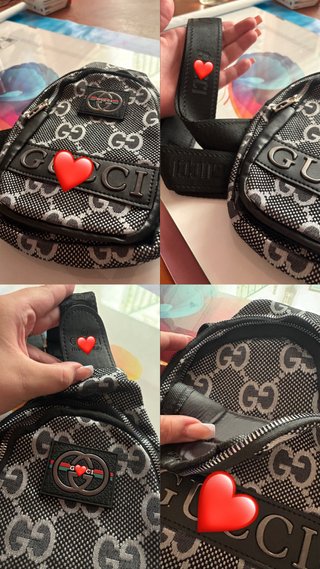 Bolso Gu+cci Hombre Negro/Gris