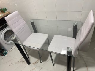Mesa de cocina cristal y metal