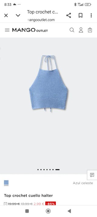 Top Mango punto cuello halter azul