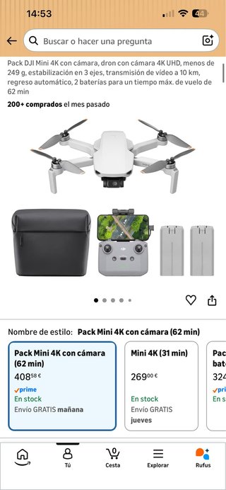 Pack DJI Mini 4K con cámara 62 min