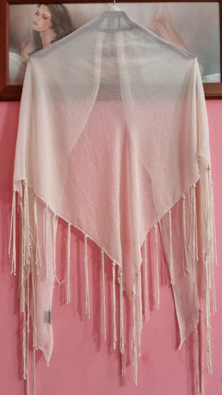 Foulard copricostume bianco con frange