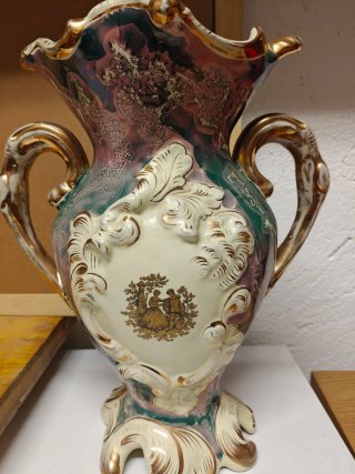 Vaso decorativo in ceramica dorato e verde