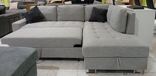 Sofá Cama· "Febe" Tela, Chaiselong, Arcón. OFERTA!