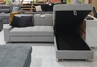 Sofá Cama· "Febe" Tela, Chaiselong, Arcón. OFERTA!