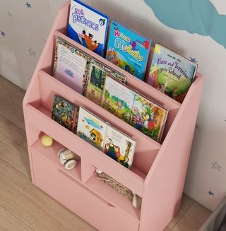 Estantería infantil rosa - Librero con cajón