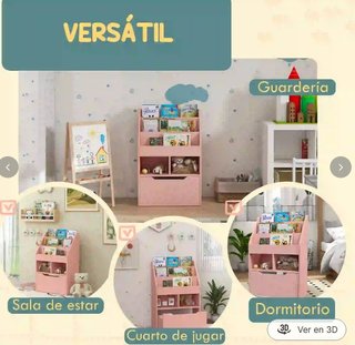 Estantería infantil rosa - Librero con cajón